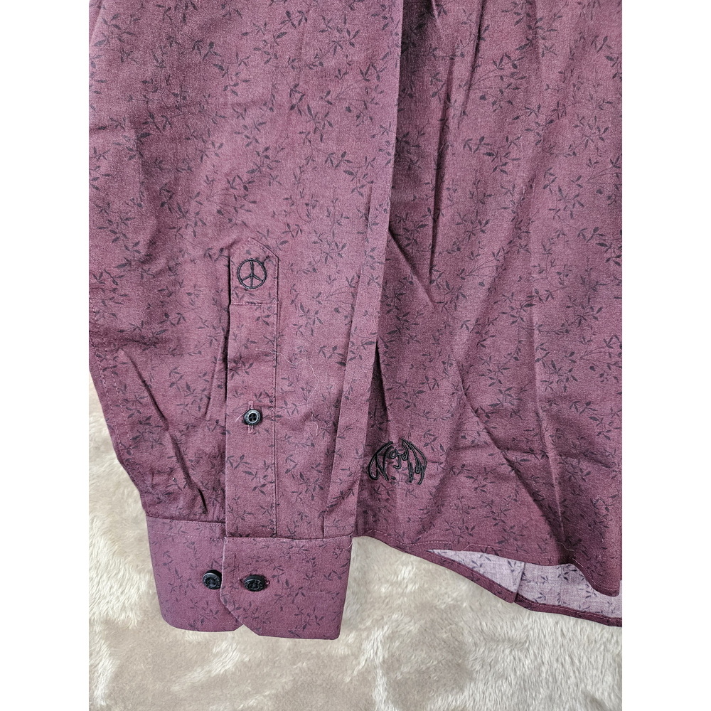 John Lennon Dress Shirt Stretch/Extensible Paisley Size L Cotton-blend Button Up - Picture 2 of 10